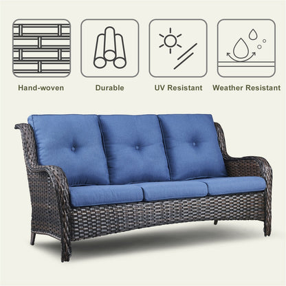 Pocassy 4-Piece Outdoor Sofa Patio Chair with Coffee Table