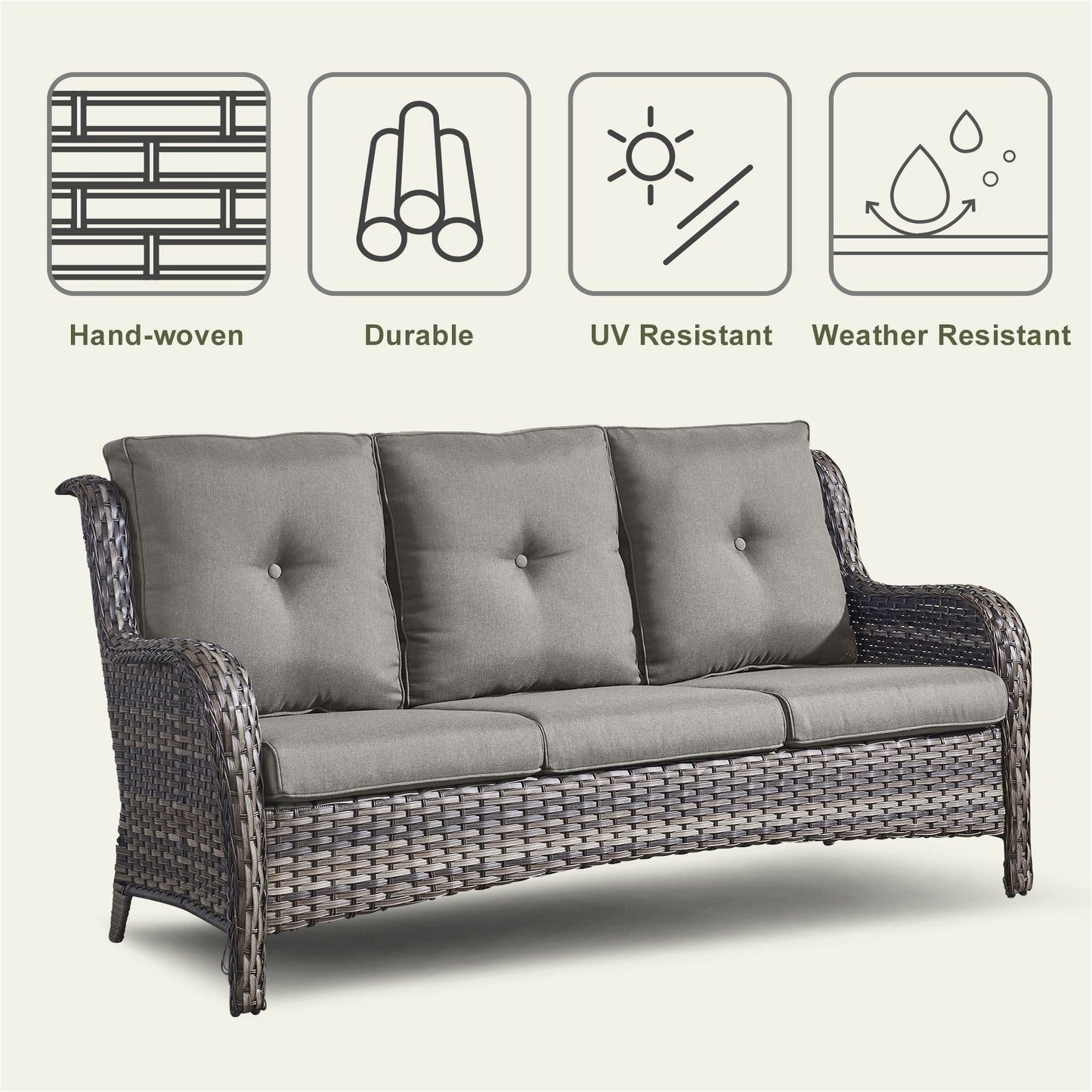 Pocassy 4-Piece Outdoor Sofa Patio Chair with Coffee Table