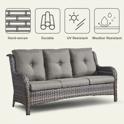 Pocassy 4-Piece Outdoor Sofa Patio Chair with Coffee Table