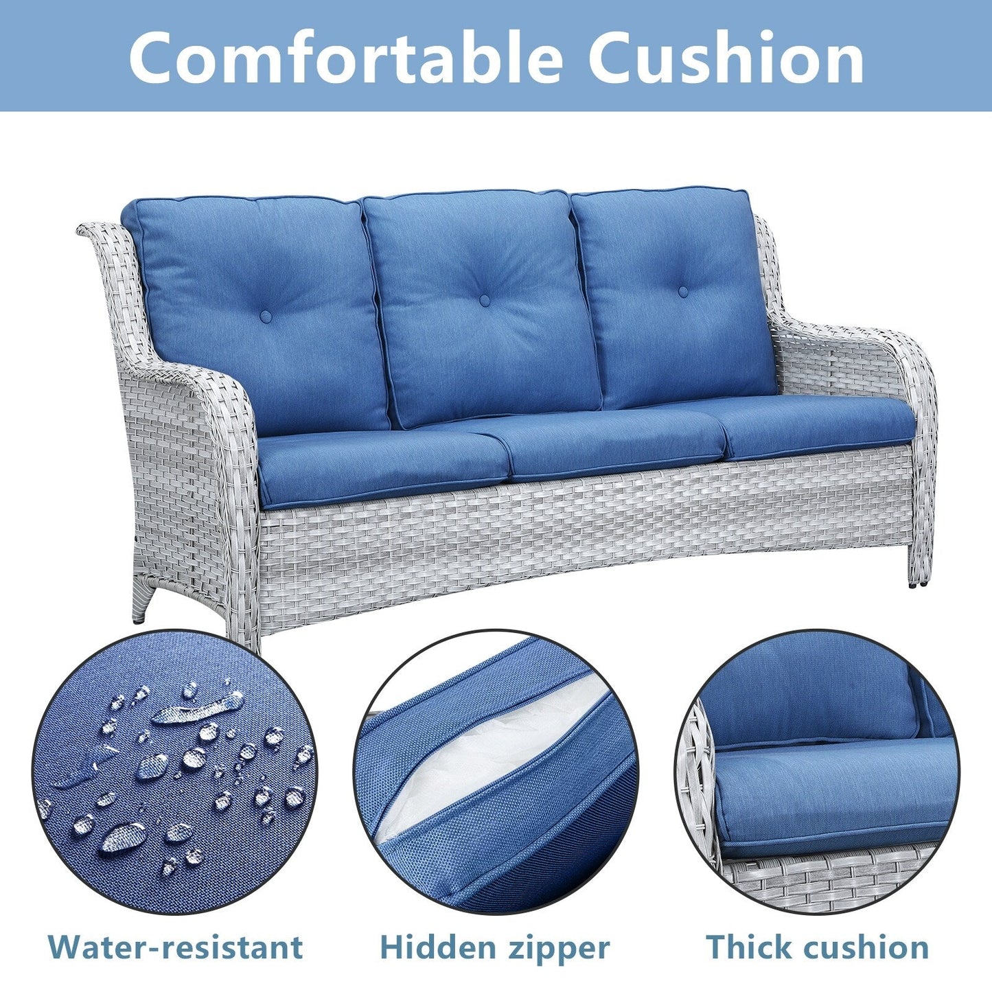 Pocassy 4-Piece Outdoor Sofa Patio Chair with Coffee Table