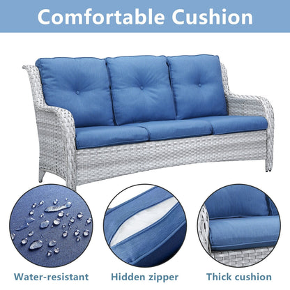 Pocassy 4-Piece Outdoor Sofa Patio Chair with Coffee Table