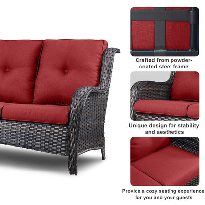 Pocassy 4-Piece Outdoor Sofa Patio Chair with Coffee Table
