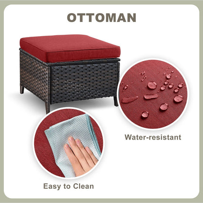 Pocassy 5-Piece Outdoor Furniture Set, Swivel chairs with Ottomans