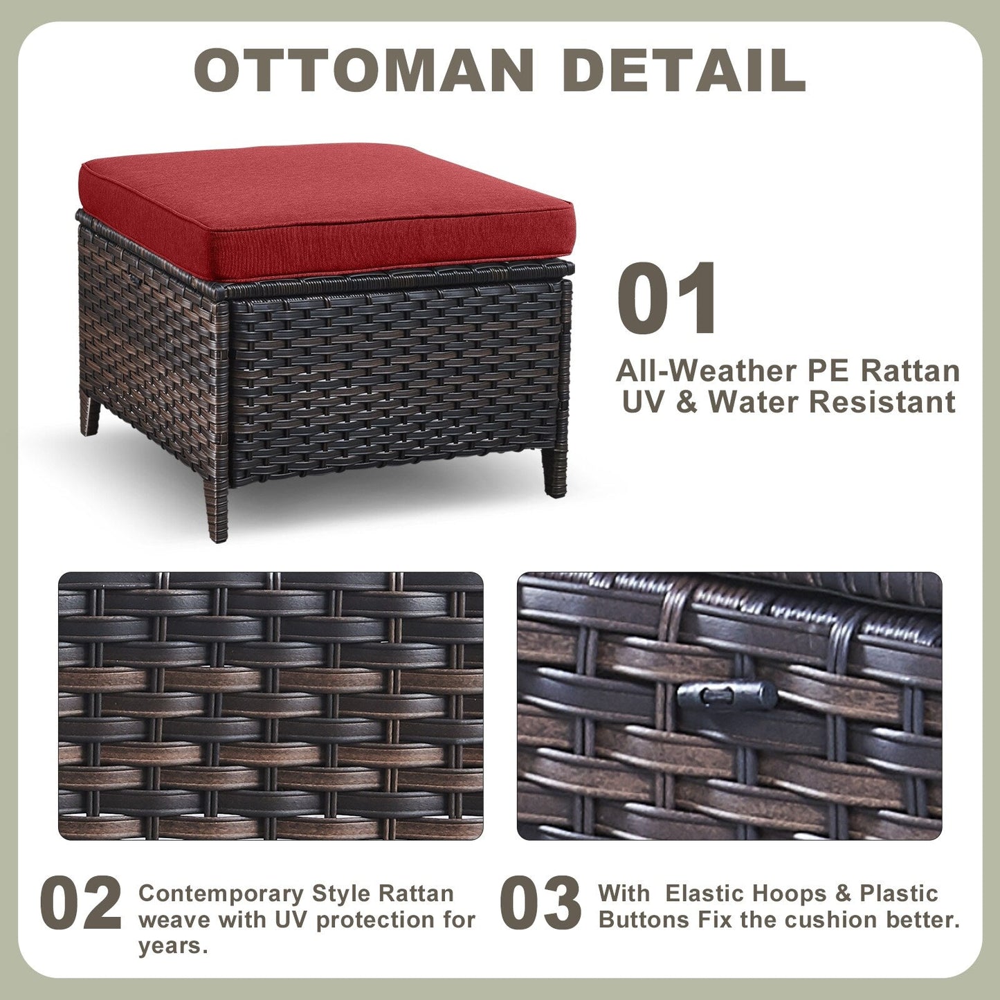 Pocassy 5-Piece Outdoor Furniture Set, Swivel chairs with Ottomans