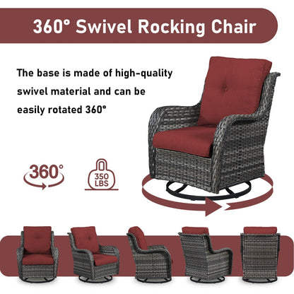 Pocassy 5-Piece Outdoor Furniture Set, Swivel chairs with Ottomans