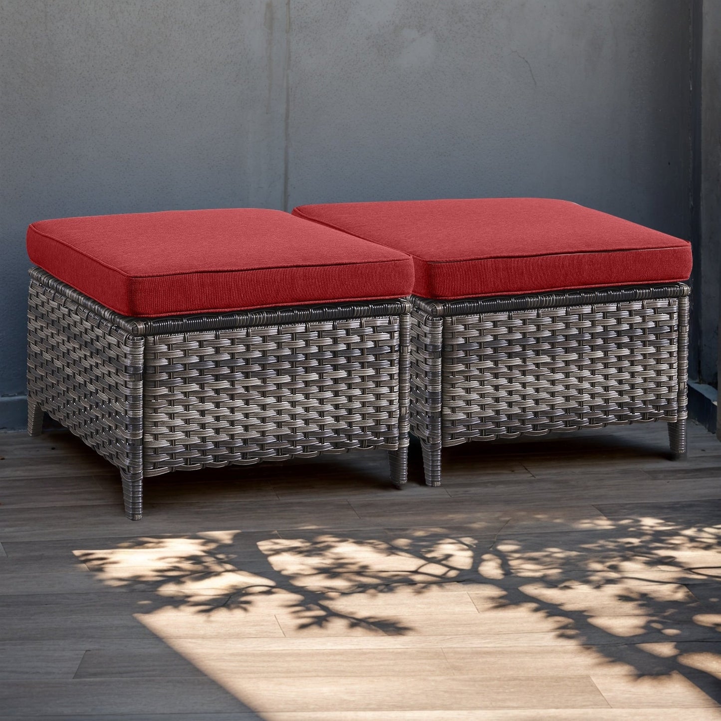 Pocassy 5-Piece Outdoor Furniture Set, Swivel chairs with Ottomans