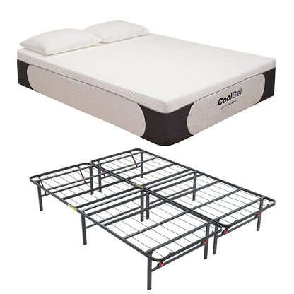 Classic Brands Milan 14-inch Full-size Cool Gel Memory Foam Mattress and Frame Set with Pillow