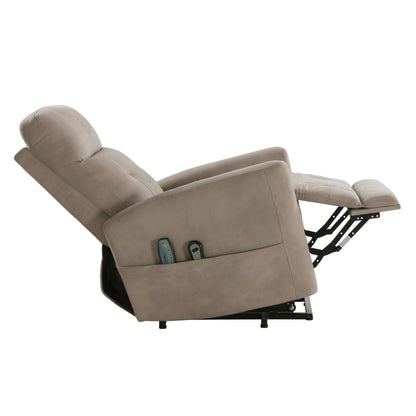 Power Lift Chair with Massage and Heat Comfort Brown Microfiber Upholstery Living Room Power Reclining Motion Chair