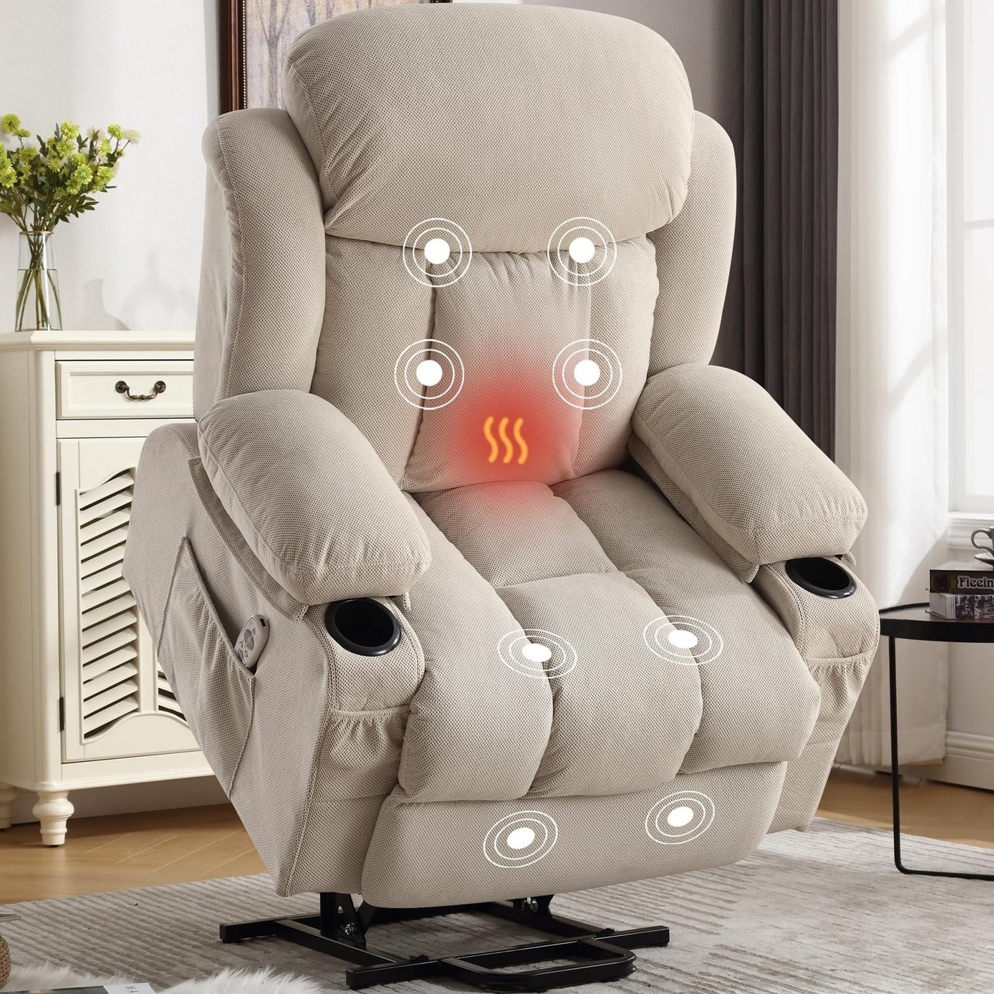 Power Lift Chairs Recliners, Heat  Massage, USB Port, Remote Control
