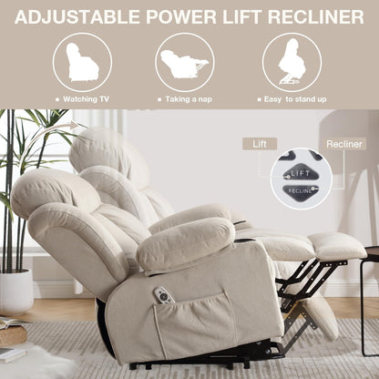 Power Lift Chairs Recliners, Heat  Massage, USB Port, Remote Control