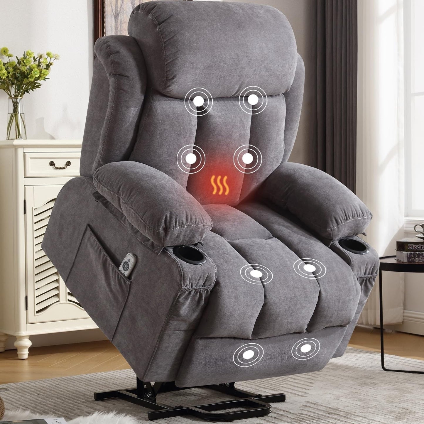Power Lift Chairs Recliners, Heat  Massage, USB Port, Remote Control