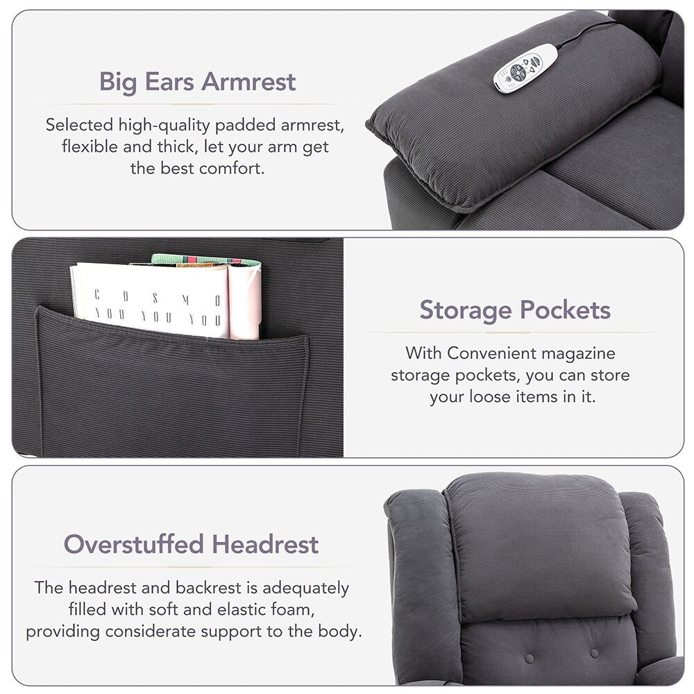 Power Lift Massage Recliner with Heat, Vibration Massage and Storage