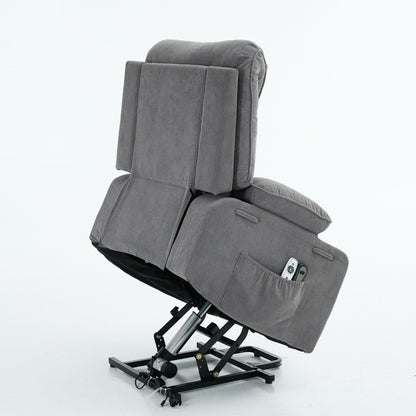 Power Lift Recliner Chair - Remote Control with Heat  Massage, PU Leather, Side Pockets - Senior Mobility Assist Chair