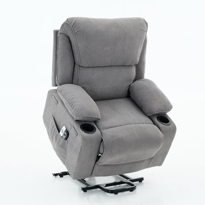 Power Lift Recliner Chair - Remote Control with Heat  Massage, PU Leather, Side Pockets - Senior Mobility Assist Chair