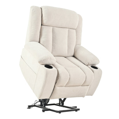 Power Lift Recliner Chair For Elderly,Fabric Lift Chairs W/ Extended Footrest With 2 Cup Holders,Side Pockets,Remote Control