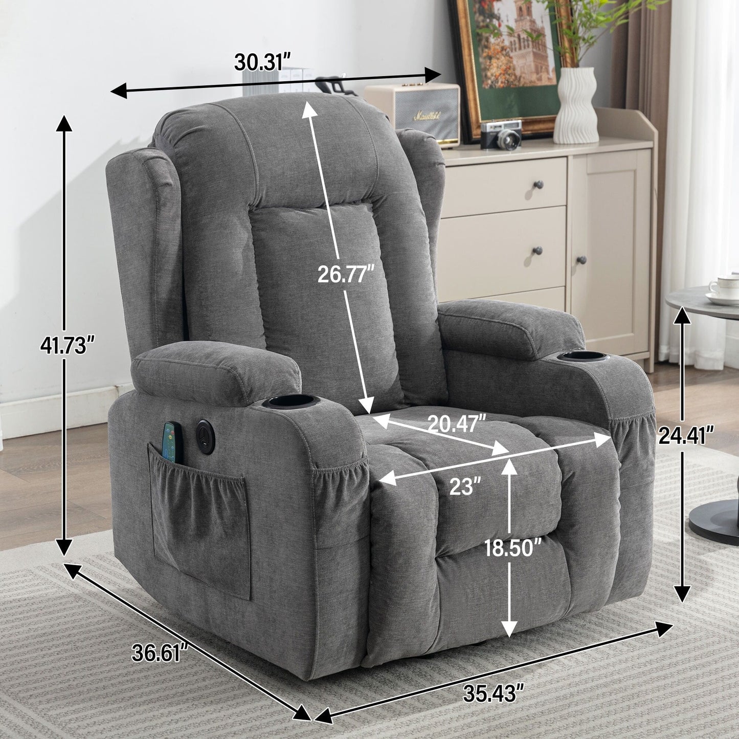 Power Lift Recliner Chair Recliners for Elderly with Heat for Living Room with Infinite Position and Side Pocket,USB Charge Port