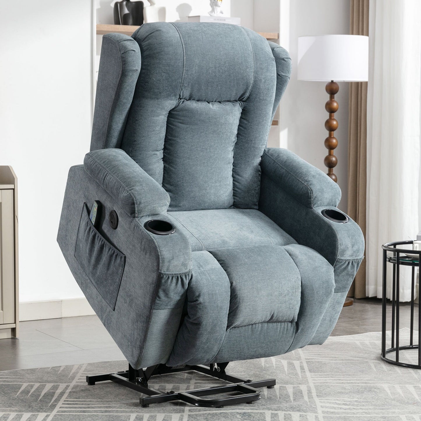 Power Lift Recliner Chair Recliners for Elderly with Heat for Living Room with Infinite Position and Side Pocket,USB Charge Port