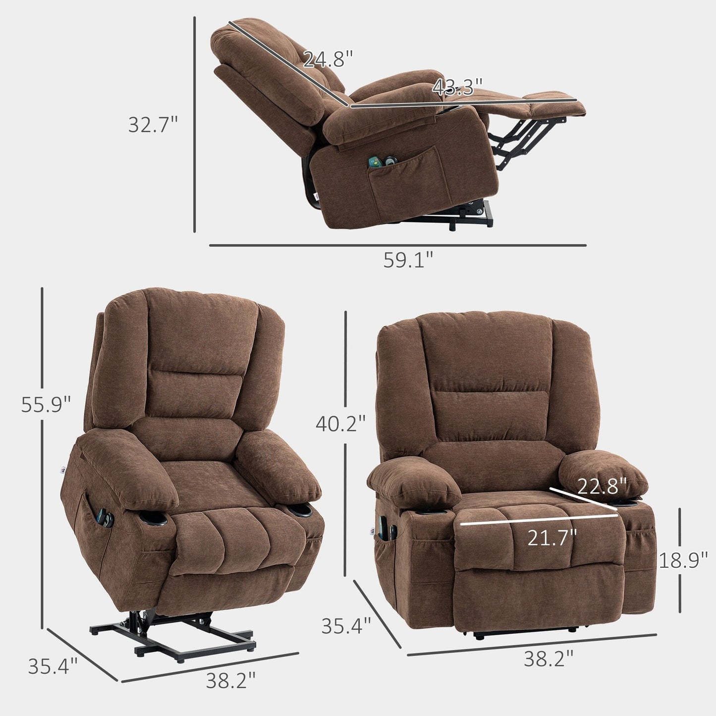 Power Lift Recliner Chair Sofa with Vibration Massage