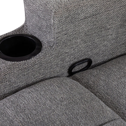 Manual Recliner Massage and Heating Chair Sofa with 2 Cup Holders Breathable Fabric