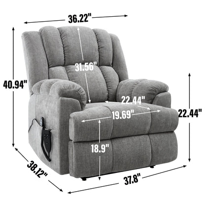 Power Lift Recliner Chair with Dual Motor, Massage & Heat (Chenille)