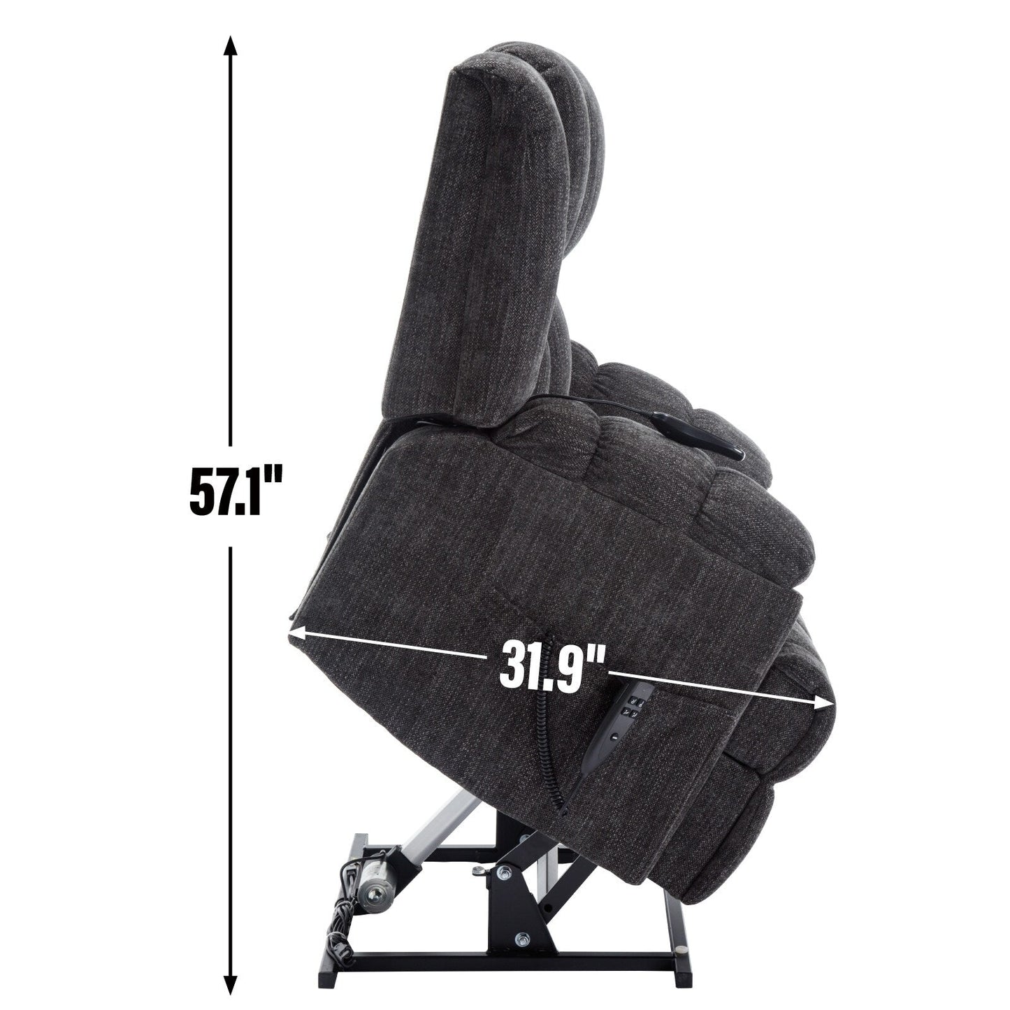Power Lift Recliner Chair with Dual Motor, Massage & Heat (Chenille)