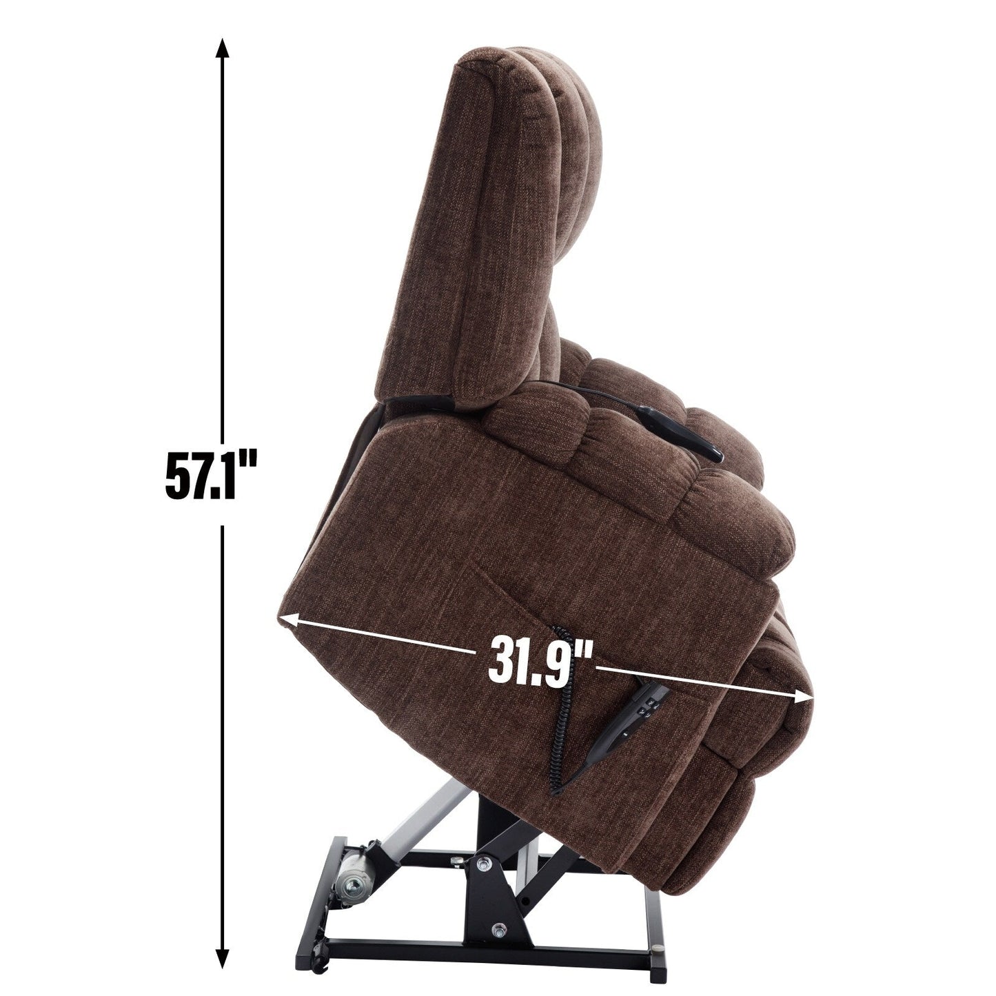 Power Lift Recliner Chair with Dual Motor, Massage & Heat (Chenille)