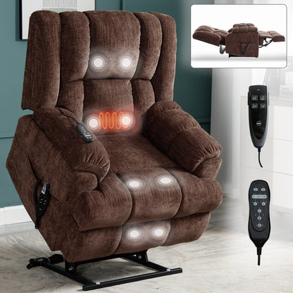 Power Lift Recliner Chair with Dual Motor, Massage & Heat (Chenille)