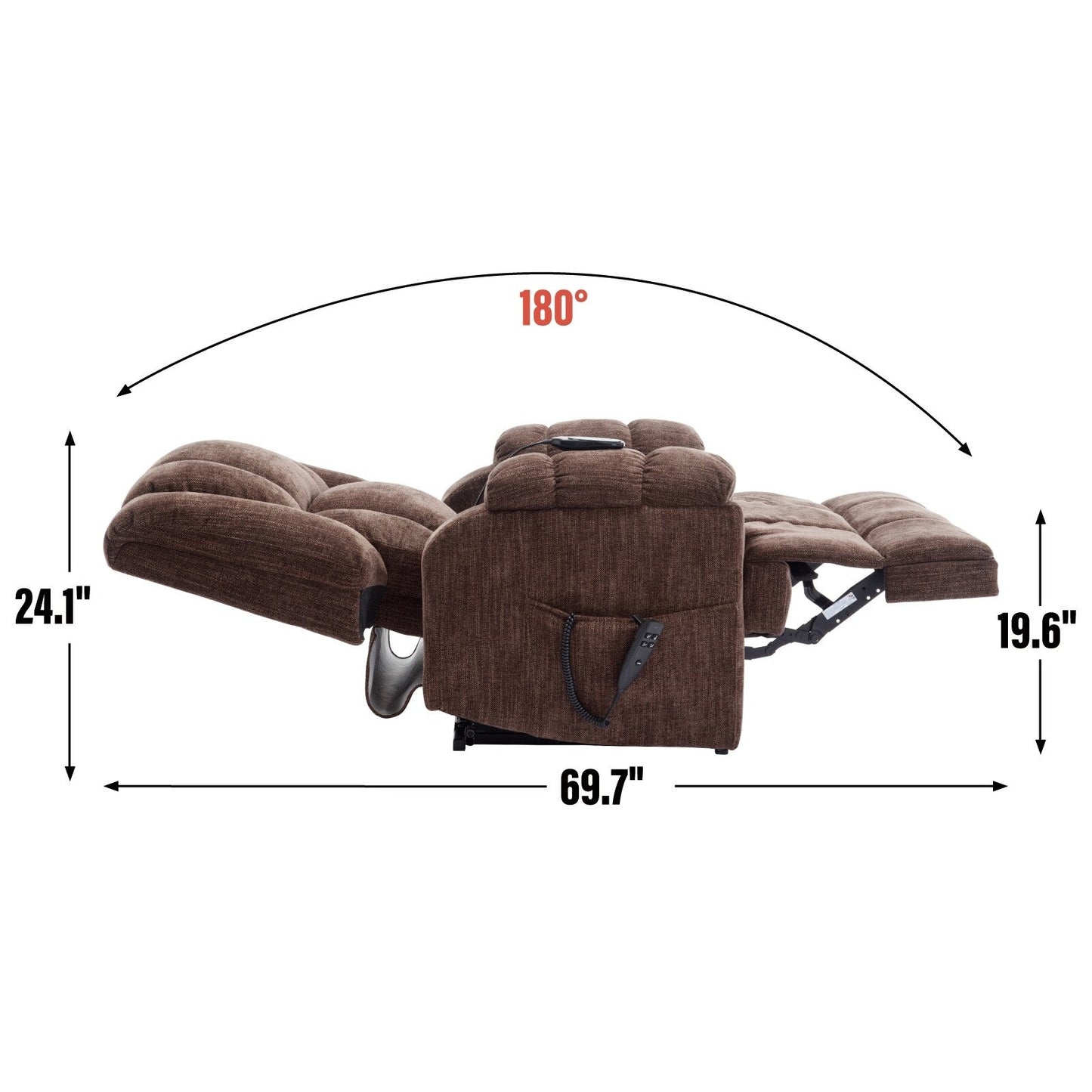 Power Lift Recliner Chair with Dual Motor, Massage & Heat (Chenille)