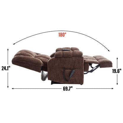 Power Lift Recliner Chair with Dual Motor, Massage & Heat (Chenille)