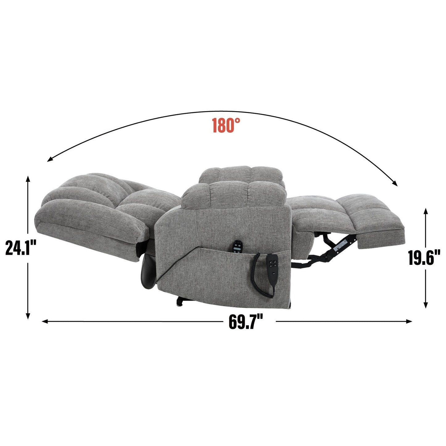 Power Lift Recliner Chair with Dual Motor, Massage & Heat (Chenille)