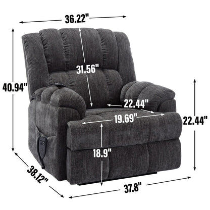 Power Lift Recliner Chair with Dual Motor, Massage & Heat (Chenille)