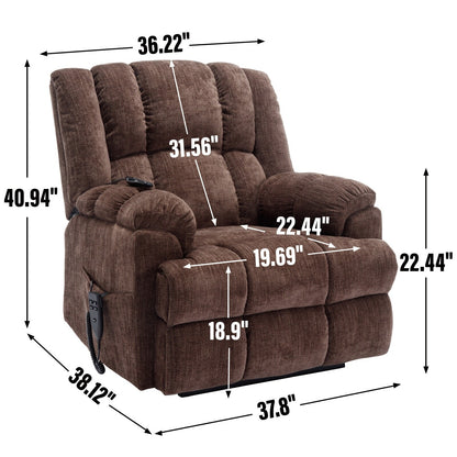 Power Lift Recliner Chair with Dual Motor, Massage & Heat (Chenille)