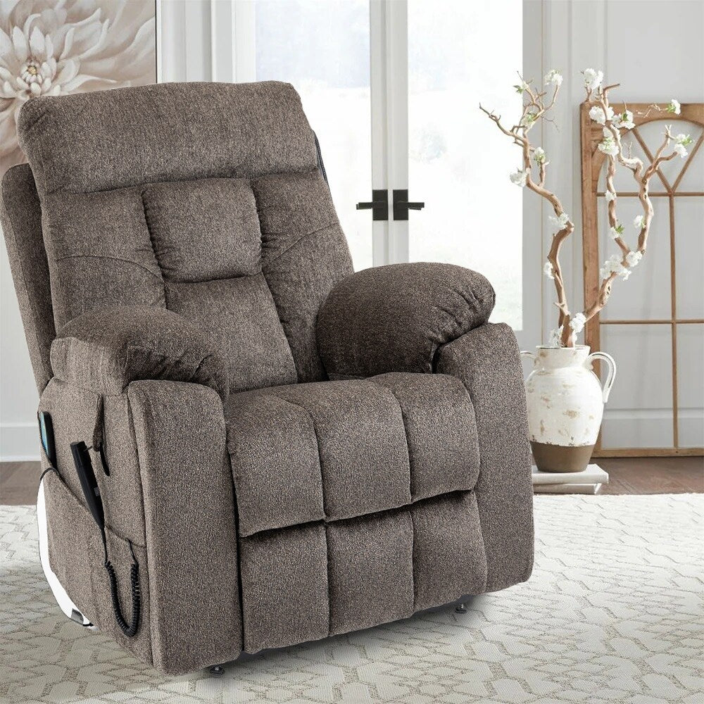 Power Lift Recliner Chair with Massage and Heat for Elder,Bigmen Electric Recliner Dual Motor Cup Holders,Side Pocket