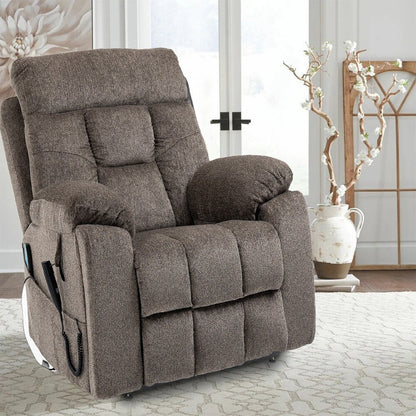 Power Lift Recliner Chair with Massage and Heat for Elder,Bigmen Electric Recliner Dual Motor Cup Holders,Side Pocket