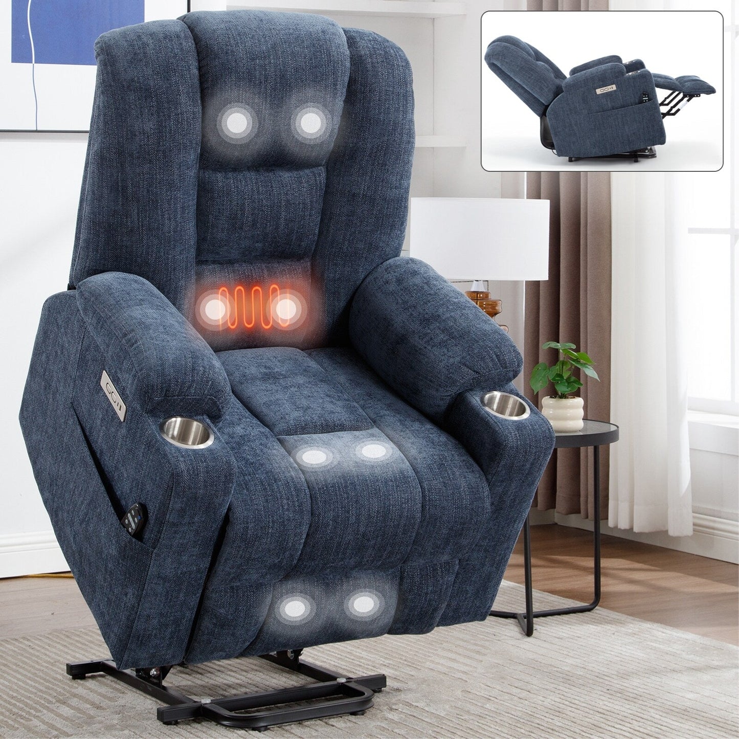 Power Lift Recliner Chair with Massage and Heat for Elderly