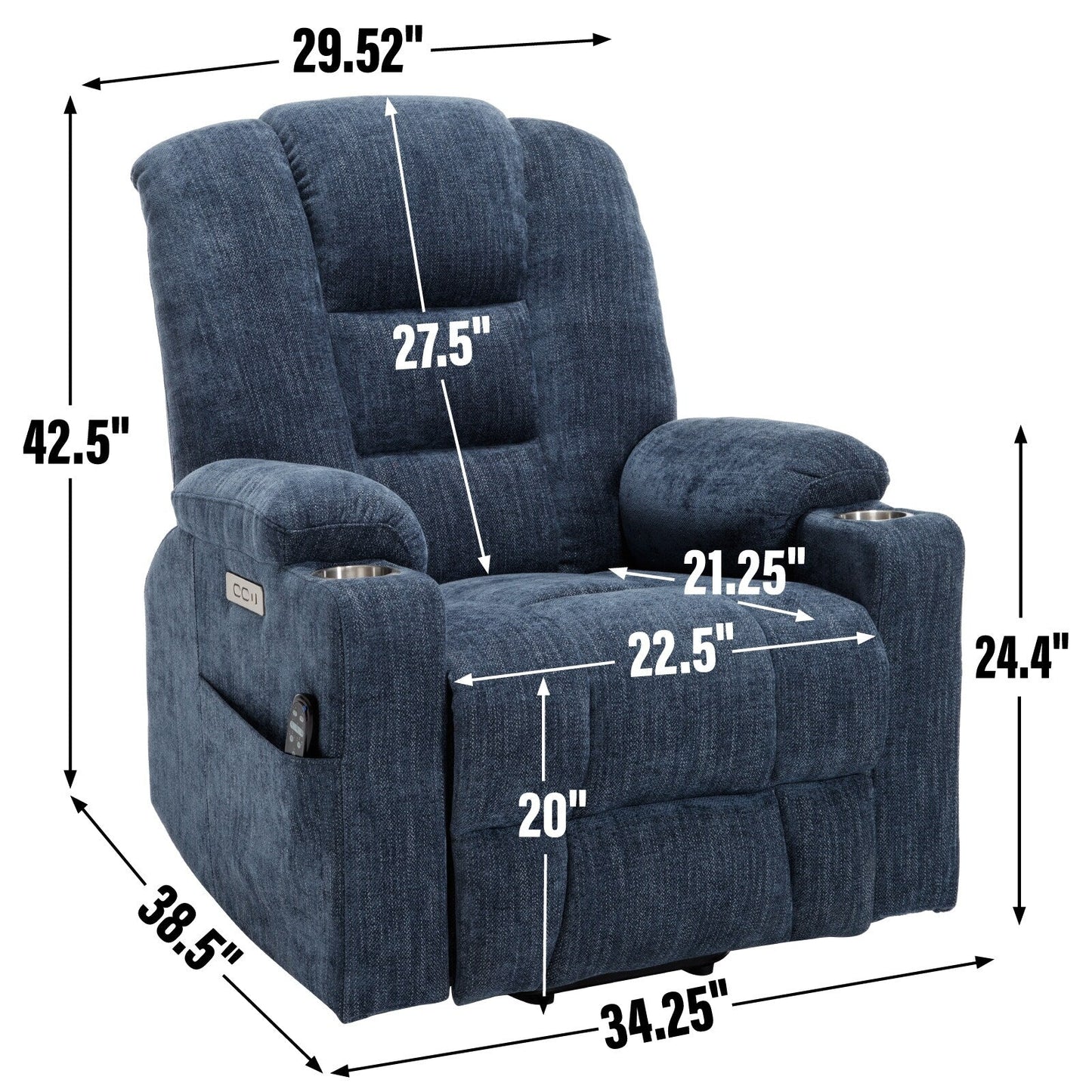 Power Lift Recliner Chair with Massage and Heat for Elderly