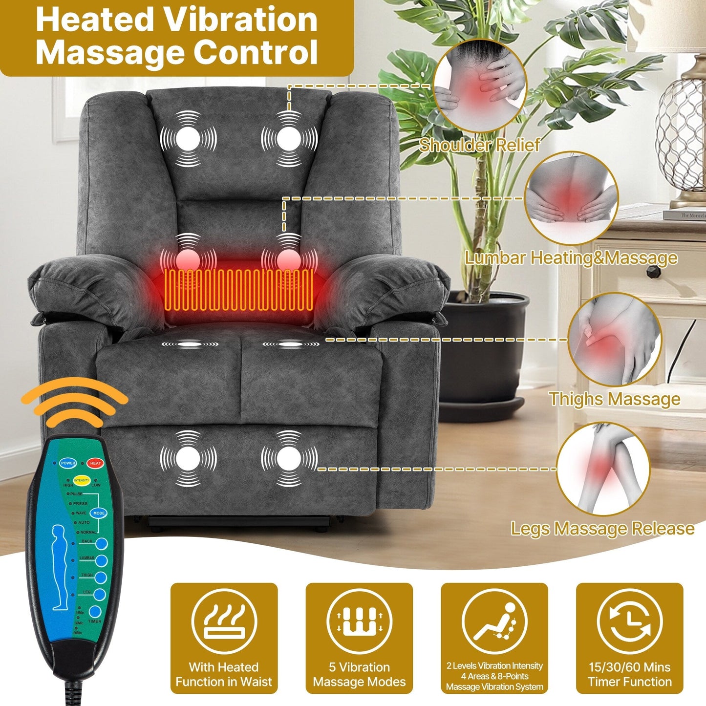 Power Lift Recliner Chair with Massage, Heat & 330?lbs Capacity