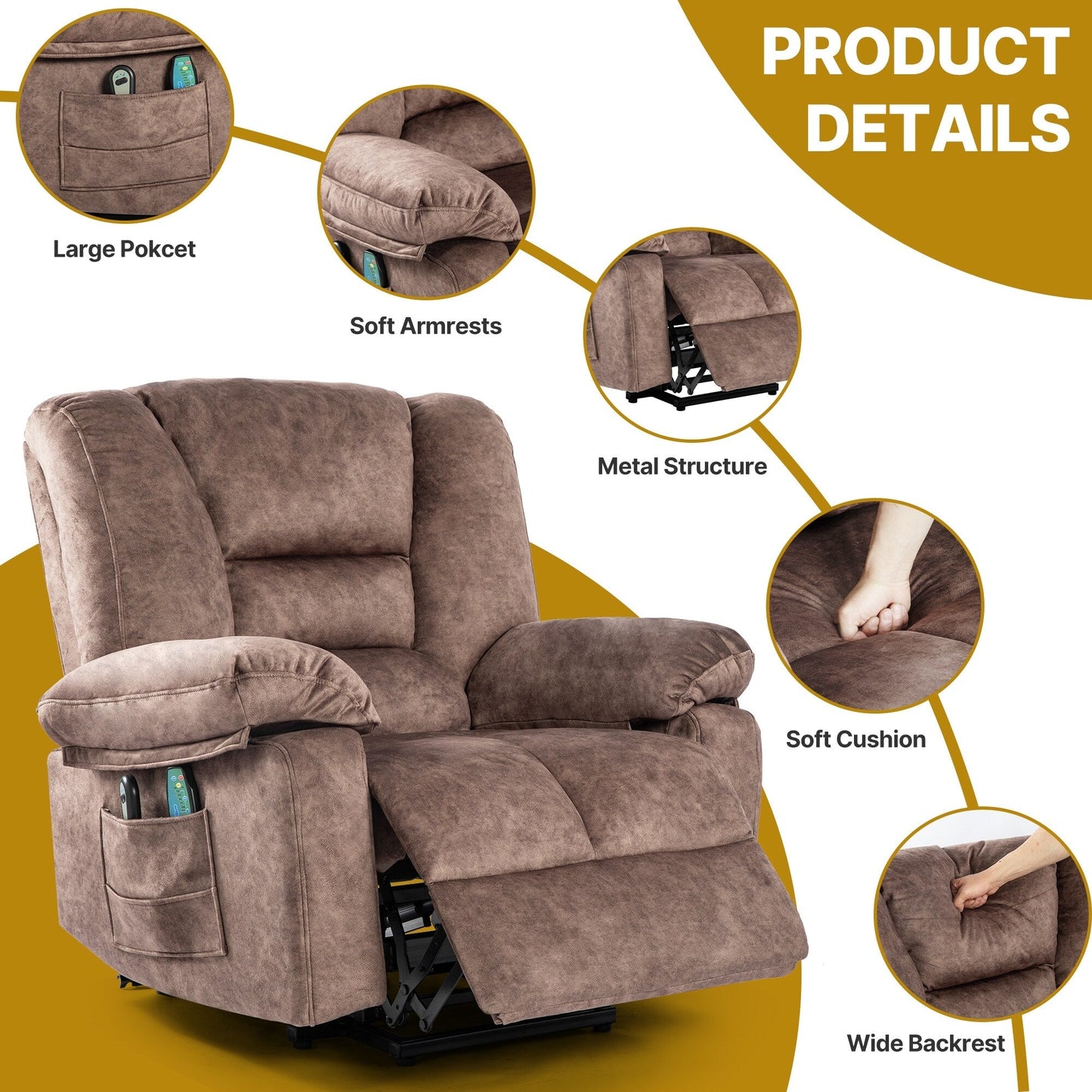 Power Lift Recliner Chair with Massage, Heat & 330?lbs Capacity