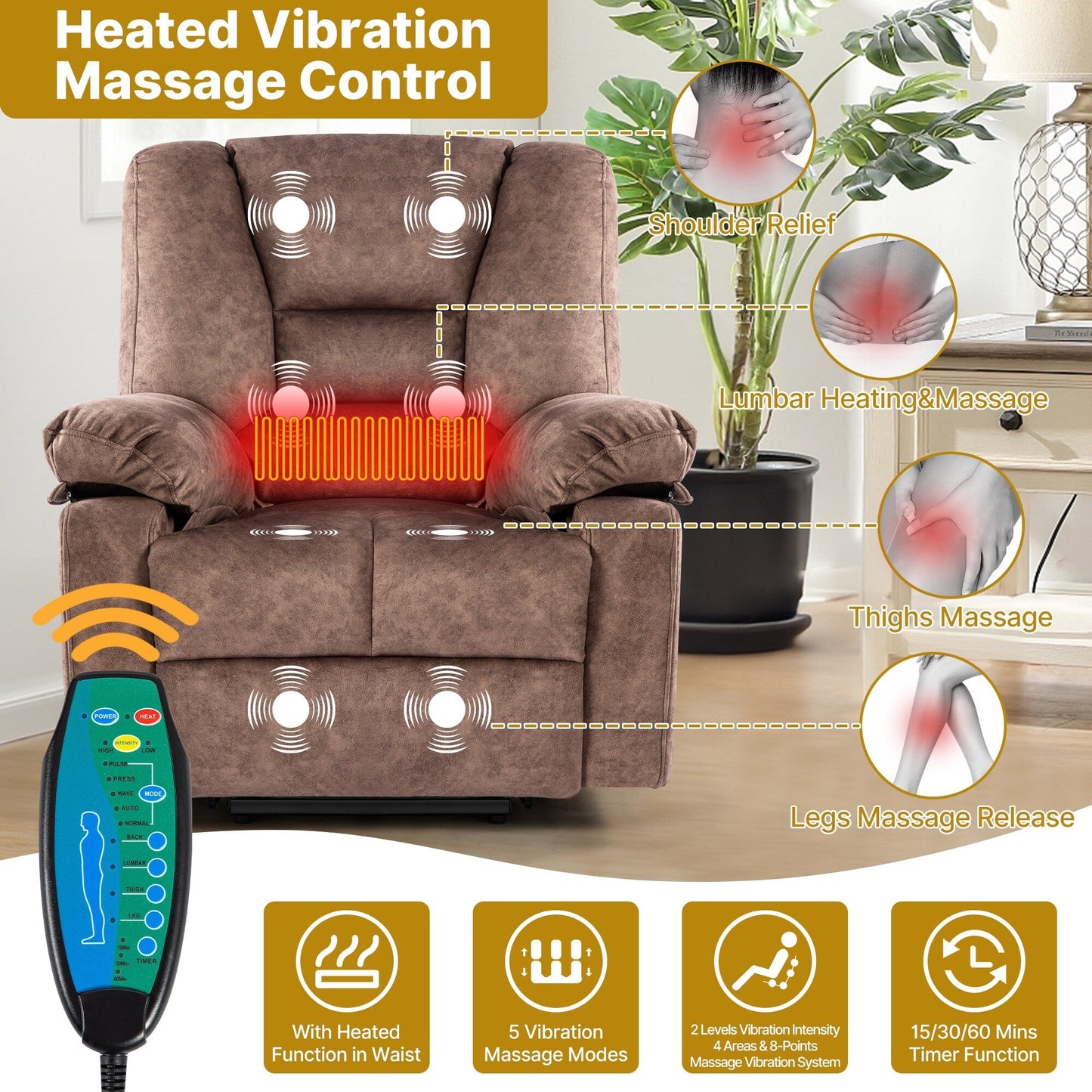 Power Lift Recliner Chair with Massage, Heat & 330?lbs Capacity