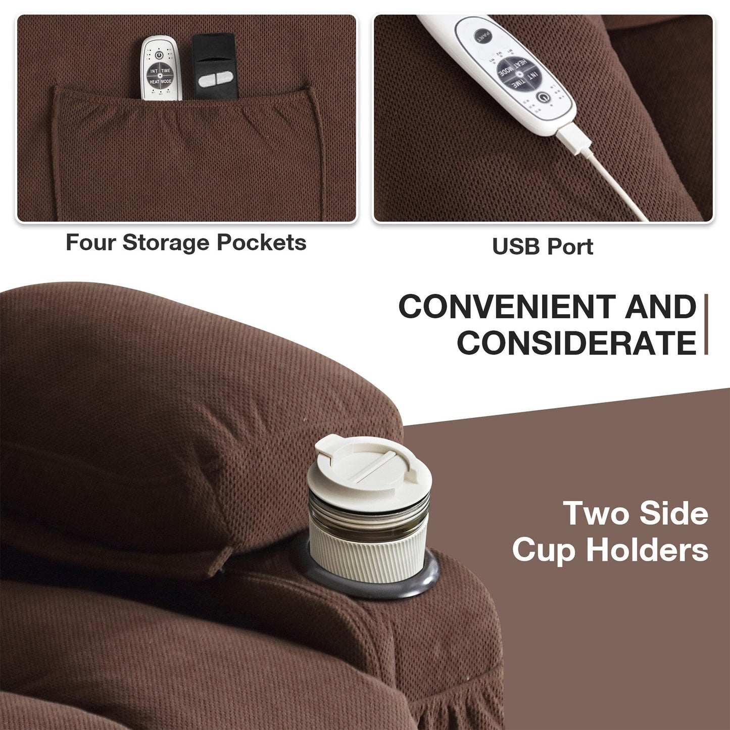 Power Lift Recliner Chair with Massage, Heat & USB—Electric Lift Sofa