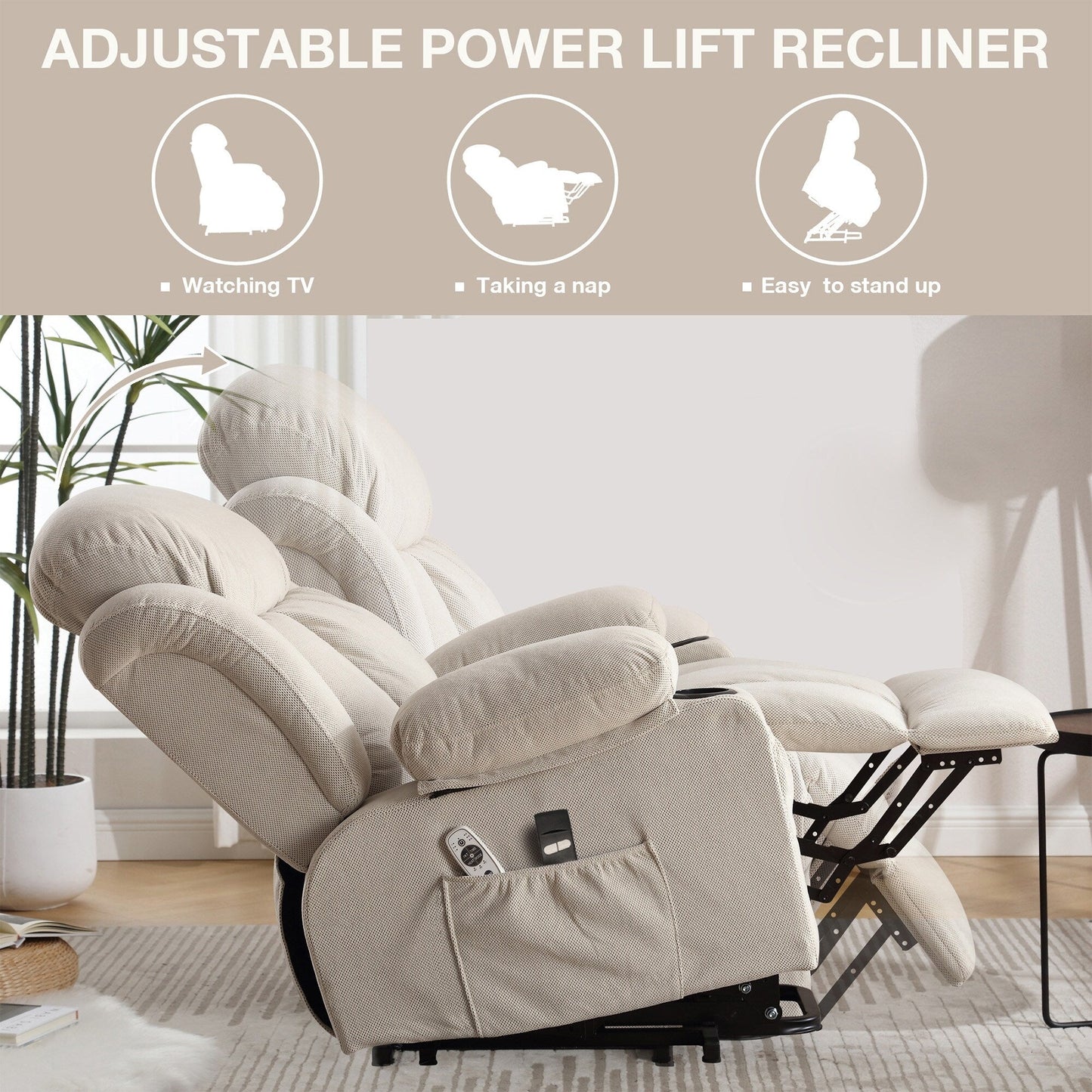 Power Lift Recliner Chair with Massage, Heat & USB—Electric Lift Sofa