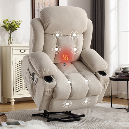 Power Lift Recliner Chair with Massage, Heat & USB—Electric Lift Sofa