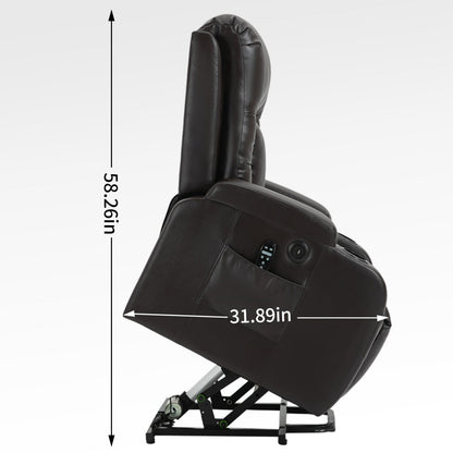 Power Lift Recliner Chair with Massage, Lumbar Heat, USB & Cup Holders