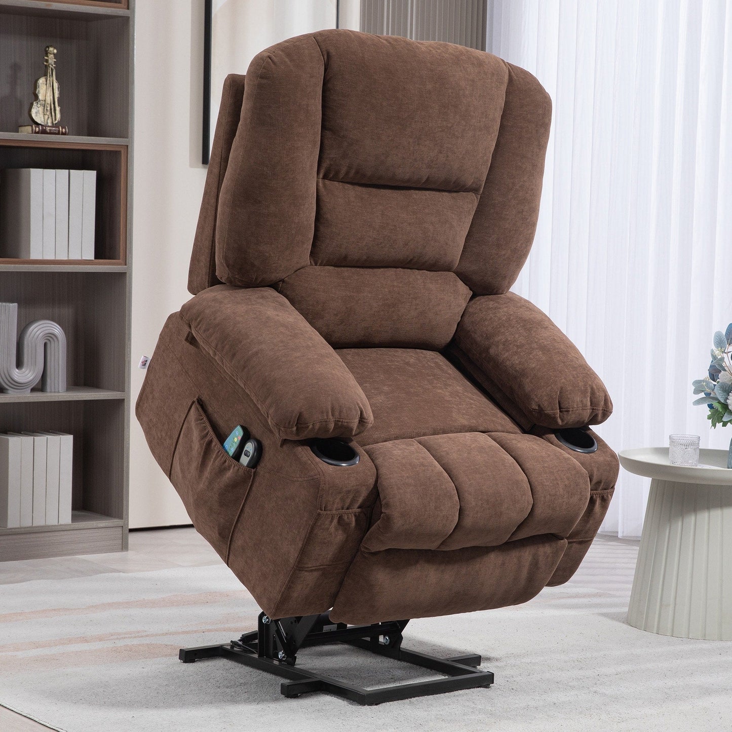 Power Lift Recliner Chair with Vibration Massage, Heating, Remote Control, Quick Assembly, and Side Pockets
