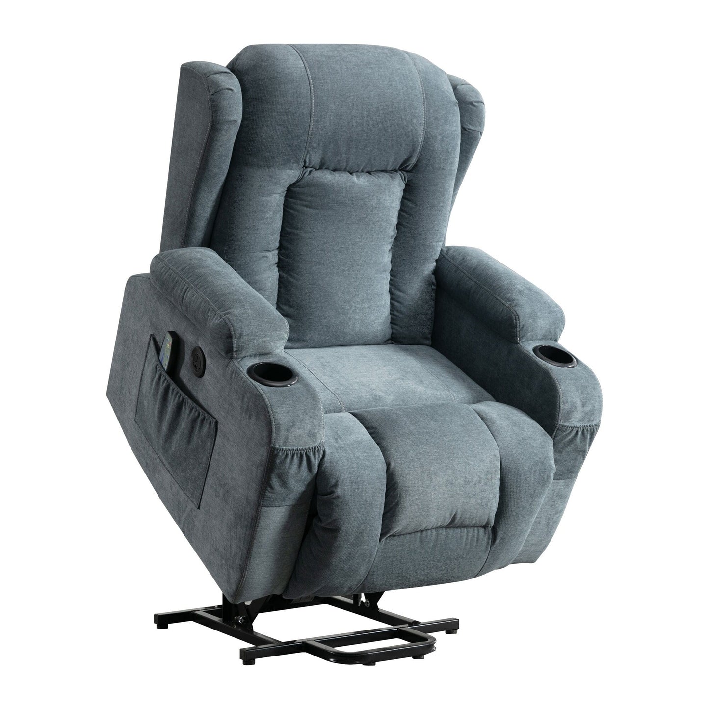 Power Lift Recliner Chair with Vibration Massage, Heating, USB Port, and Side Storage Pockets