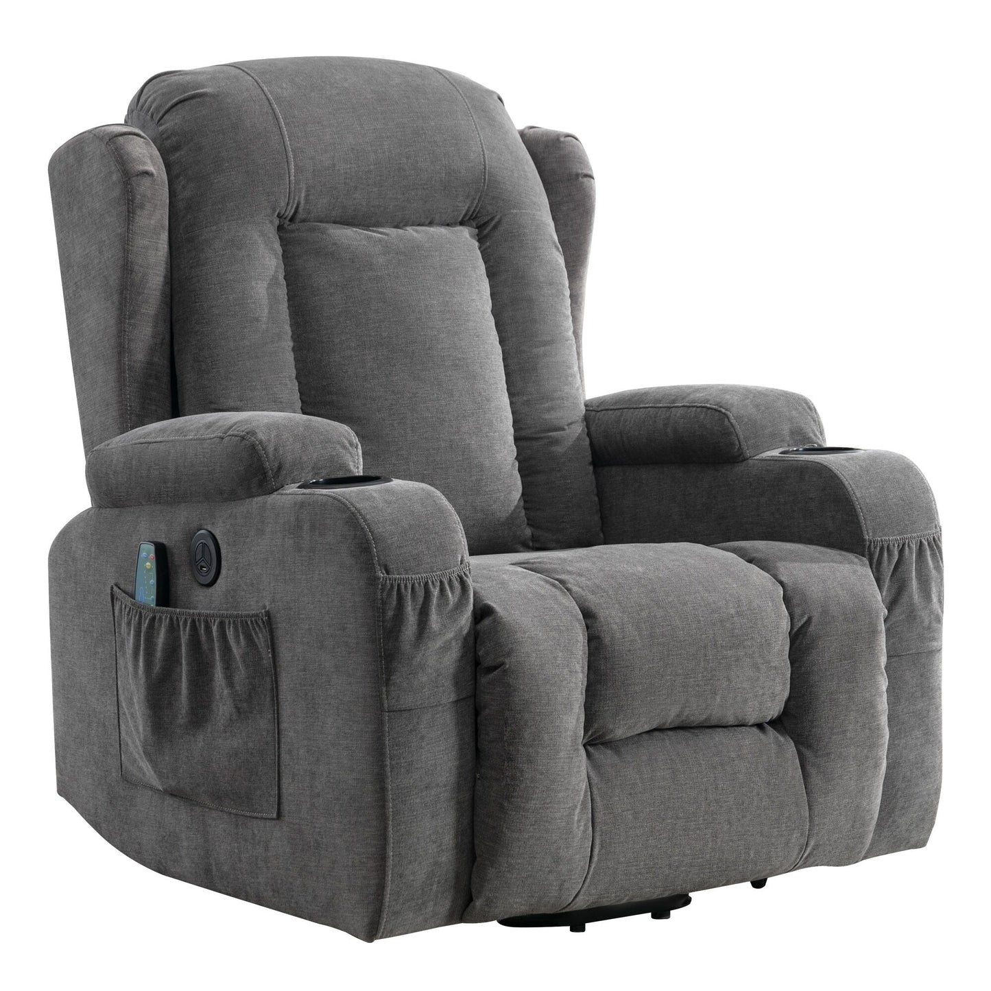 Power Lift Recliner Chair with Vibration Massage, Heating, USB Port, and Side Storage Pockets