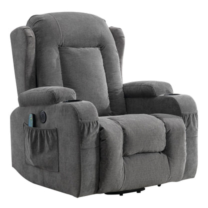 Power Lift Recliner Chair with Vibration Massage, Heating, USB Port, and Side Storage Pockets