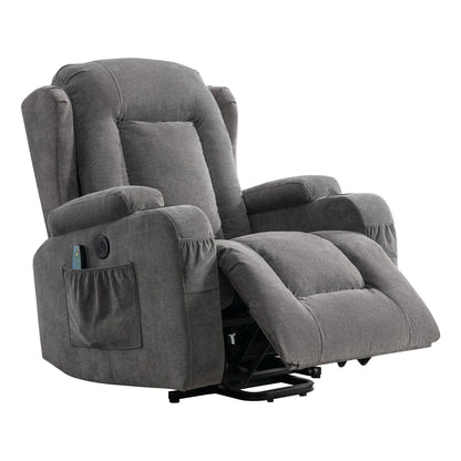 Power Lift Recliner Chair with Vibration Massage, Heating, USB Port, and Side Storage Pockets