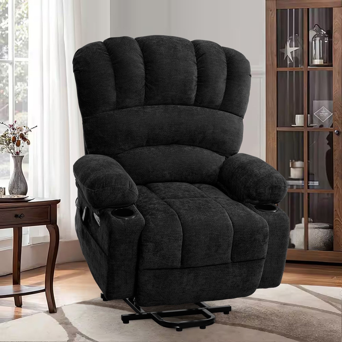 Power Lift Recliner Chair, Oversized Shell Backrest Reclining Chair with Massage  Heat for Elderly