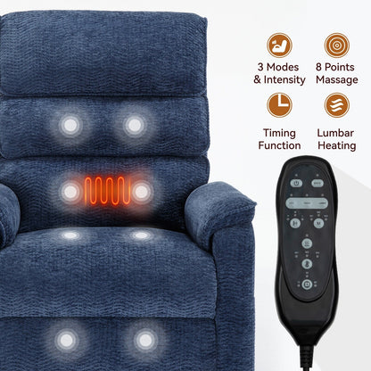 Power Lift Recliner Chair,Dual Infinite Position, Heat Massage, Remote
